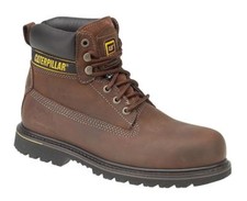 Image of Mens Caterpillar Holton Steel Toe Cap Safety Leather CAT 6" Work Boots Size 6-15