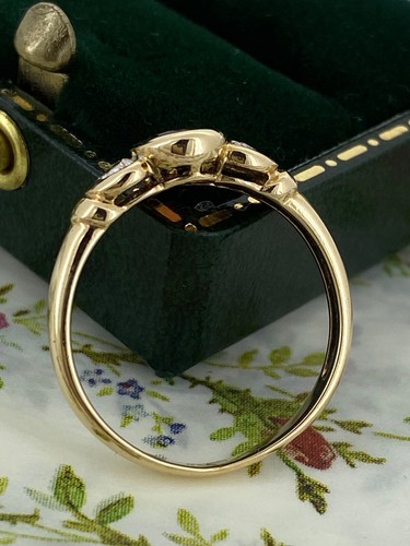 Bezel Set Natural Oval Garnet 9K Yellow Gold Vintage Dress Ring - Picture 5 of 6
