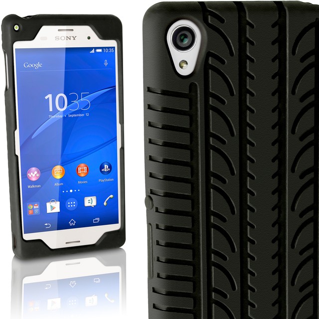 Negro funda para Sony Z3 D6603 NeumÃ¡tico carcasa cover | Compra en eBay