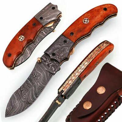 Camel Bone Executive Series Handmade Damascus Folding Knife LTD Edition