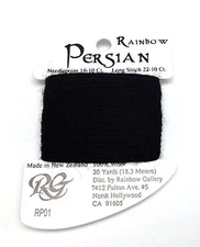 Persian Wool #01 "Black" Single Ply Needlepoint Thread by Rainbow Gallery