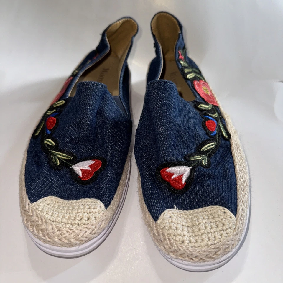 WANTED Mujer Talla 8 1/2 Alpargatas Zapatos Sin Cordones Puntera Floral Bordado Foto 4 de 4