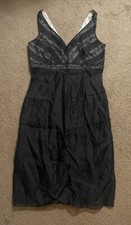 Ann Taylor Black Silk Beaded Sleeveless Lined Black Cocktail Dress ~ Size 2