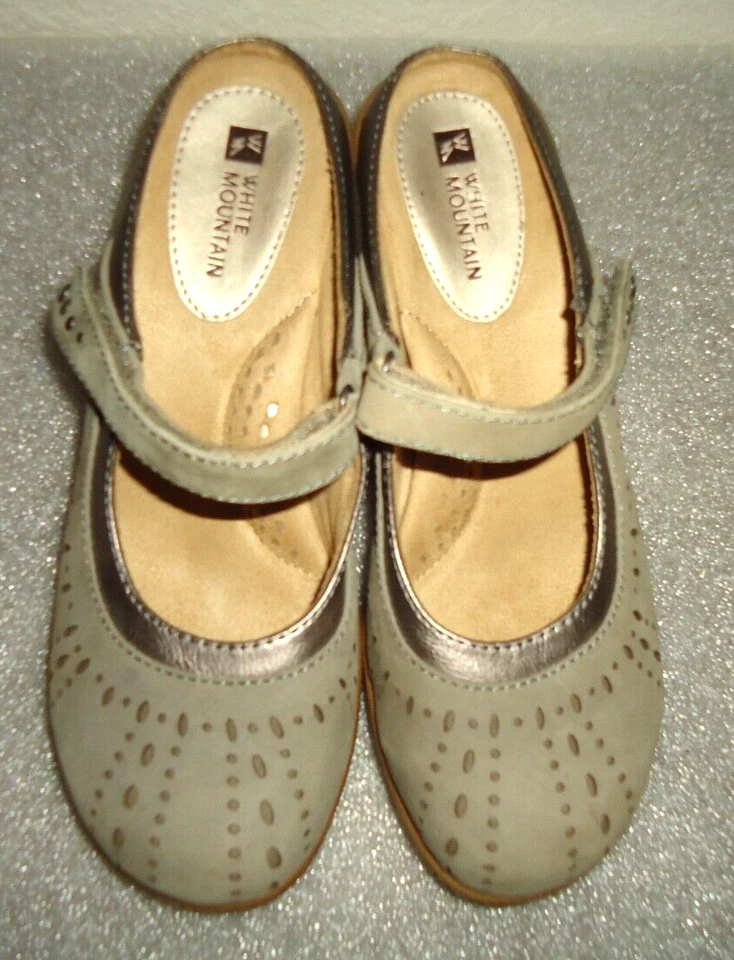 Zapatos Mula Gamuza Cuero Genuino Montaña Blanco Color Moca Talla US-7M/EU-37 Foto 4 de 4