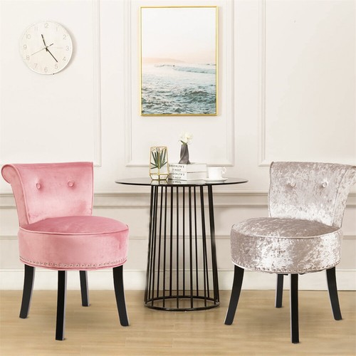 FATIVO Velvet Vanity Stool Dressing Table Chair High Backrest Makeup Chair Seat - Picture 8 of 16