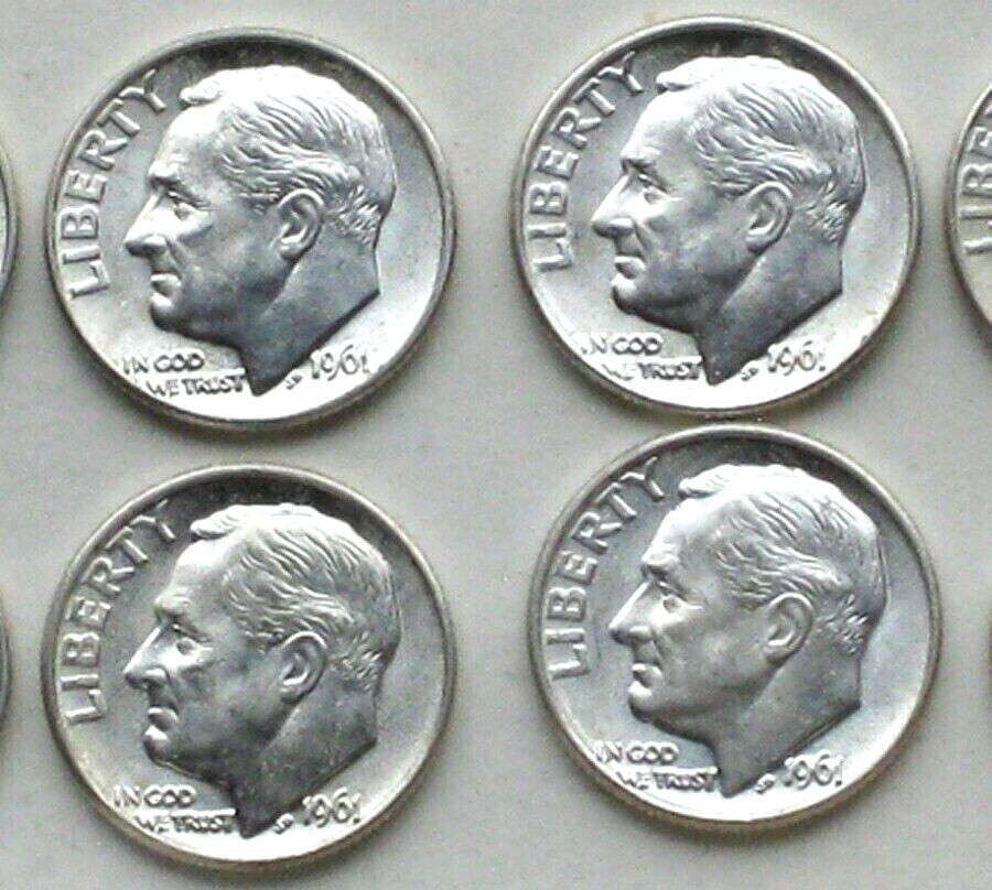 1961-D Roosevelt Dime Roosevelt Dime BU Uncirculated From Original Bank Roll