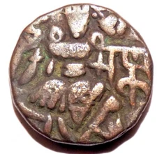 979-03 - HUNNIC DYNASTIES OF KASHMIR PARTHVARMA 1 STATER COIN- 5.58 GRAM # C