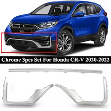 Chrome For Honda CRV 2020-2022 Front Bumper Face Bar Grille Trim Molding 3PCS