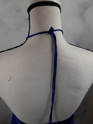 Amp baby doll blue halter top shirt blouse Large satin silky sissy - Picture 6 of 9