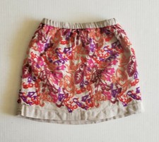 Peek Girl's Size S 4-5y Skirt Short Embroidered Floral Linen Cotton Lined