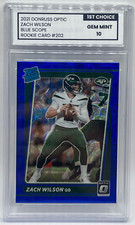 2021 DONRUSS OPTIC BLUE SCOPE #202 ZACH WILSON RC 1st Choice GEM MINT Graded 10