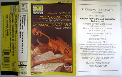 Paper Inlay Insert Card for Beethoven Violin Concerto D NO TAPE Schneiderhan