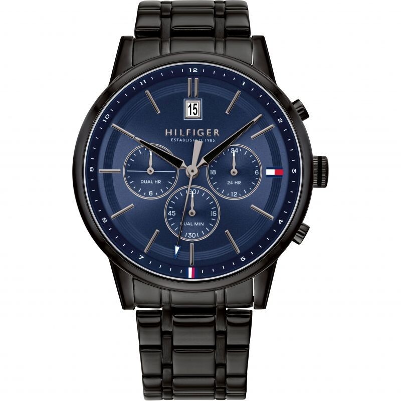 Tommy Hilfiger Herrenuhr 1791633 Quarz Edelstahl mit blauem