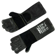 Welding/bbq Leather Gloves 16 Inches Blackgray Heat/fire Resistant Mitts For Ove