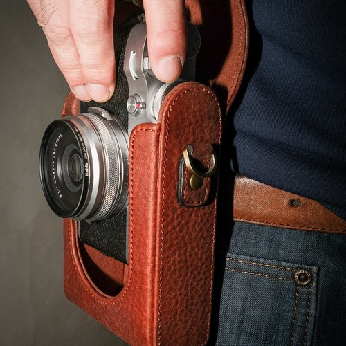 Genuine leather Camera Case Cover Full Body Fit For Fujifilm X-100V Brown Bag - Picture 5 of 10