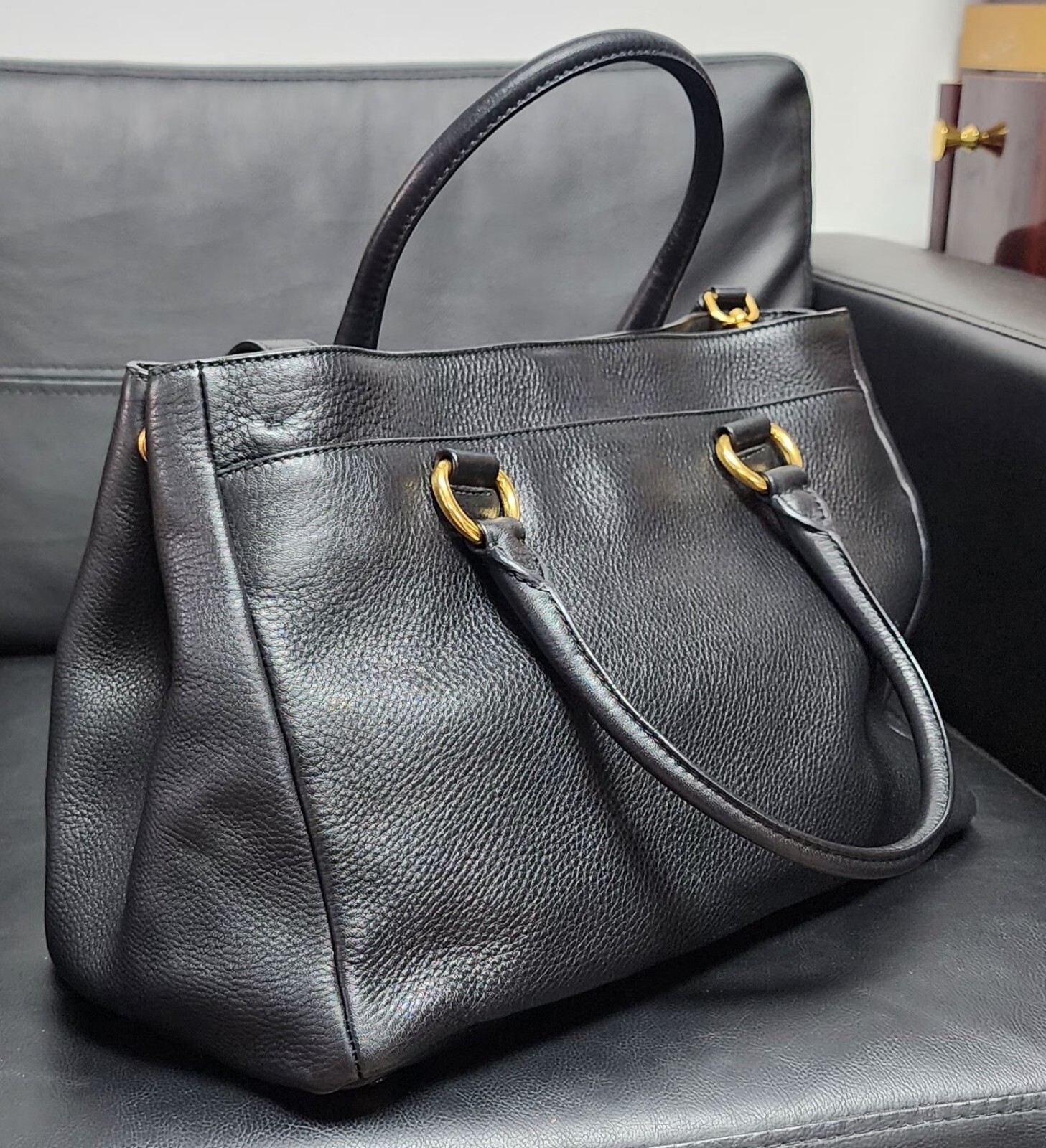 Black Prada Vitello Daino Travel Bag image 7