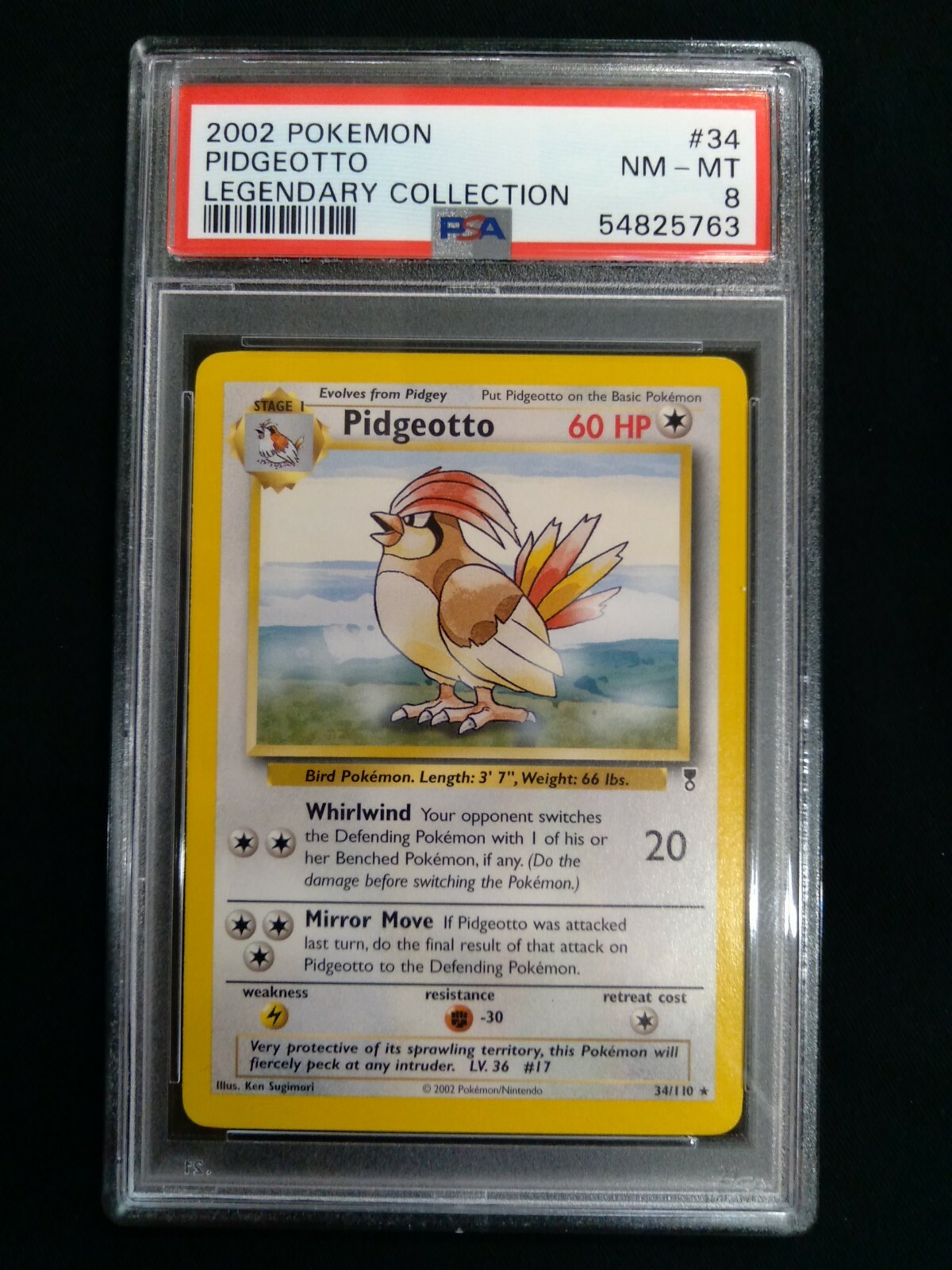2002 Pokemon PIDGEOTTO #34 Legendary Collection NM - MT Graded PSA 8