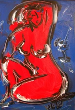 RED NUDE  Modern Abstract     Original Oil Painting  IMPRESSIONIST NES3RG