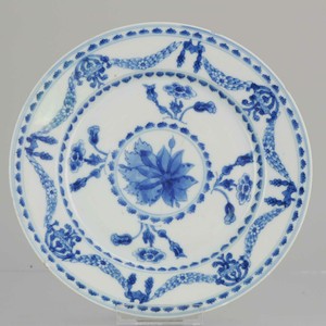 Ca 1700 Kangxi Chinese Porcelain Plate Rare Decoration Flowers Antique[:...