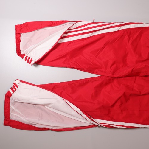 Y2K Adidas Nylon Track Pants Red Baggy Loose Windbreaker Lined Mens Small S - Picture 6 of 10