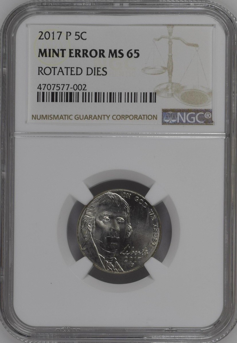 2017 P Jefferson 5¢ NGC Mint Error MS 65 Rotated Dies BX4-46 | eBay