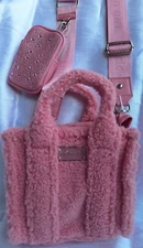 Madden Girl  Mini Tote Crossbody bag, with earbud case. Guitar StrapDusty Rose. 