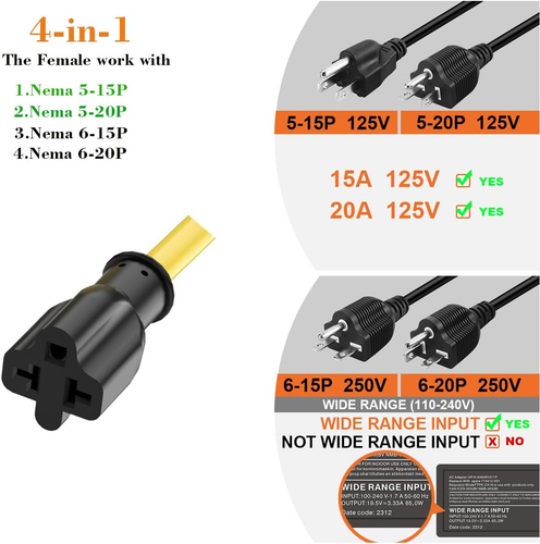 Cavo Interruttore di Prolunga Impermeabile Resistente SJTW 12AWG da Esterno, in Linea On/Of... - Foto 5 di 12