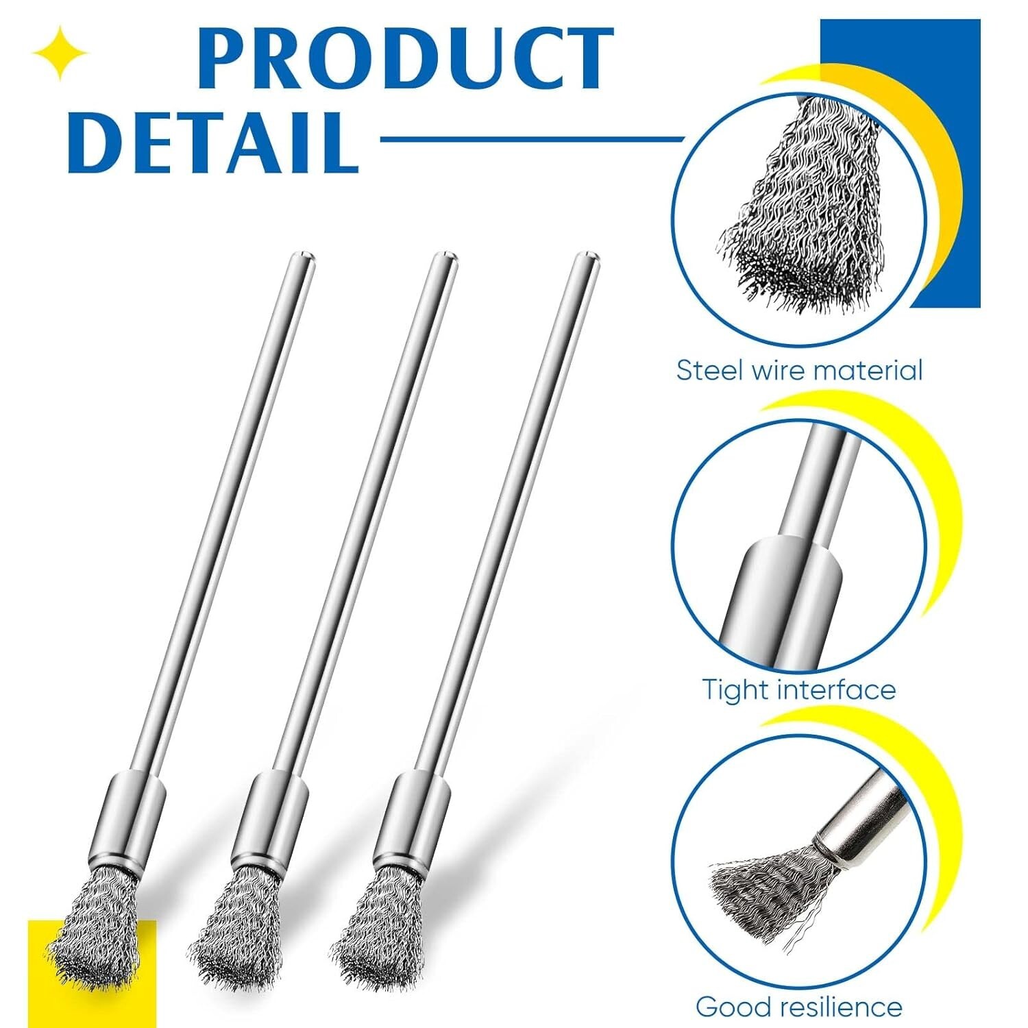 10 Pcs Small Wire Brush Extended Wire Brush for Drill Stainless Steel Wire Brush