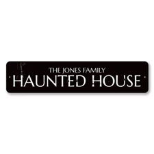 Haunted House Sign, Personalized Family Name Sign, Custom Metal Decor Sign