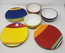 Sonoma Lifestyle Colorfest Dishes Set Bowls Salad Plates Colorful Rainbow Pride