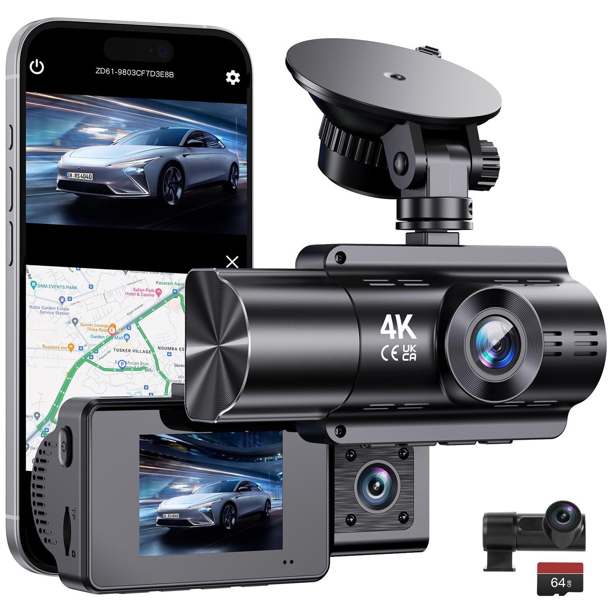 Adelagnes 4 Kanal Dashcam Auto Vorne Hinten 4K+1080 Produktbild-Vorschau 3
