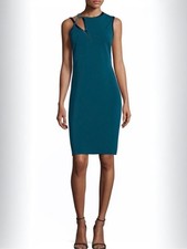 Halston Heritage Cutout Sheath Dress | Teal | Small