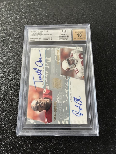 2002 Topps Certified Stadium Club Terrell Owens David Boston Auto #CS-OB BGS 8.5