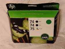 HP 74 Black 74 Black 75 Tri-Color Ink Combo Pack Genuine NEW SEALED 2016