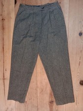 Vtg Lauren Ralph Lauren Wool Dress Pants Women 12 Gray Herringbone Lined Pleated