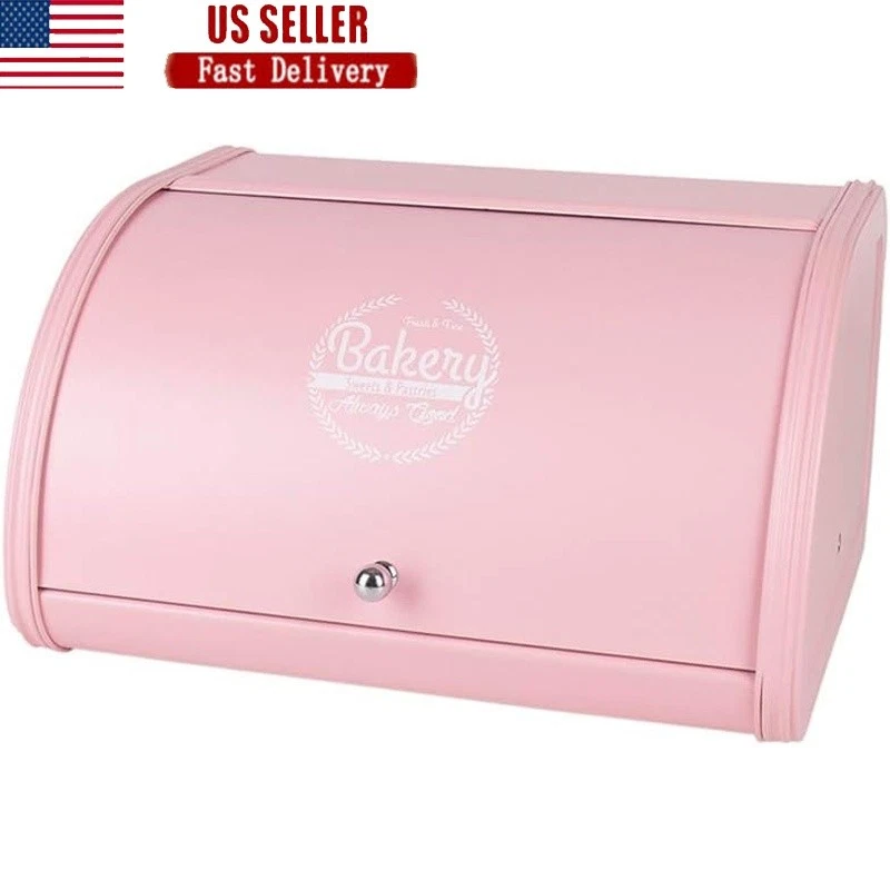 Stylish Rolling Door Bread Box Durable Powder Coated Metal Fresh Storage New