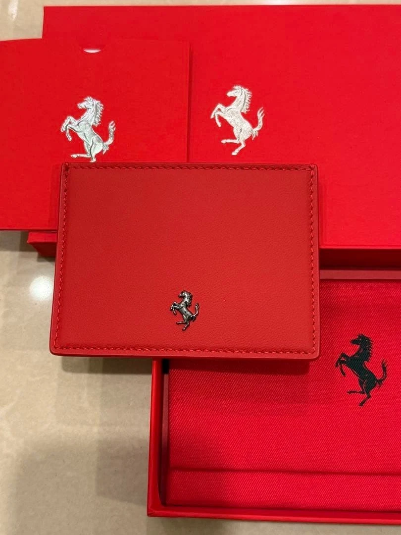 Portefeuille Ferrari Vintage Années 90 En Nylon Gris - Neuf Avec étiquettes, Made In Italy