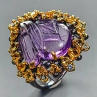 Handmade 15 ct+ Natural Amethyst Ring 925 Sterling Silver Size 7.5 /R443851