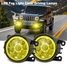 Pair LED Front Bumper Yellow Fog Lights Lamp Bulbs For 2015-2018 Jeep Renegade