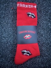 Chrome Hearts Red Lips Crew Socks Mens Large Mid Calf Cotton Blend Novelty