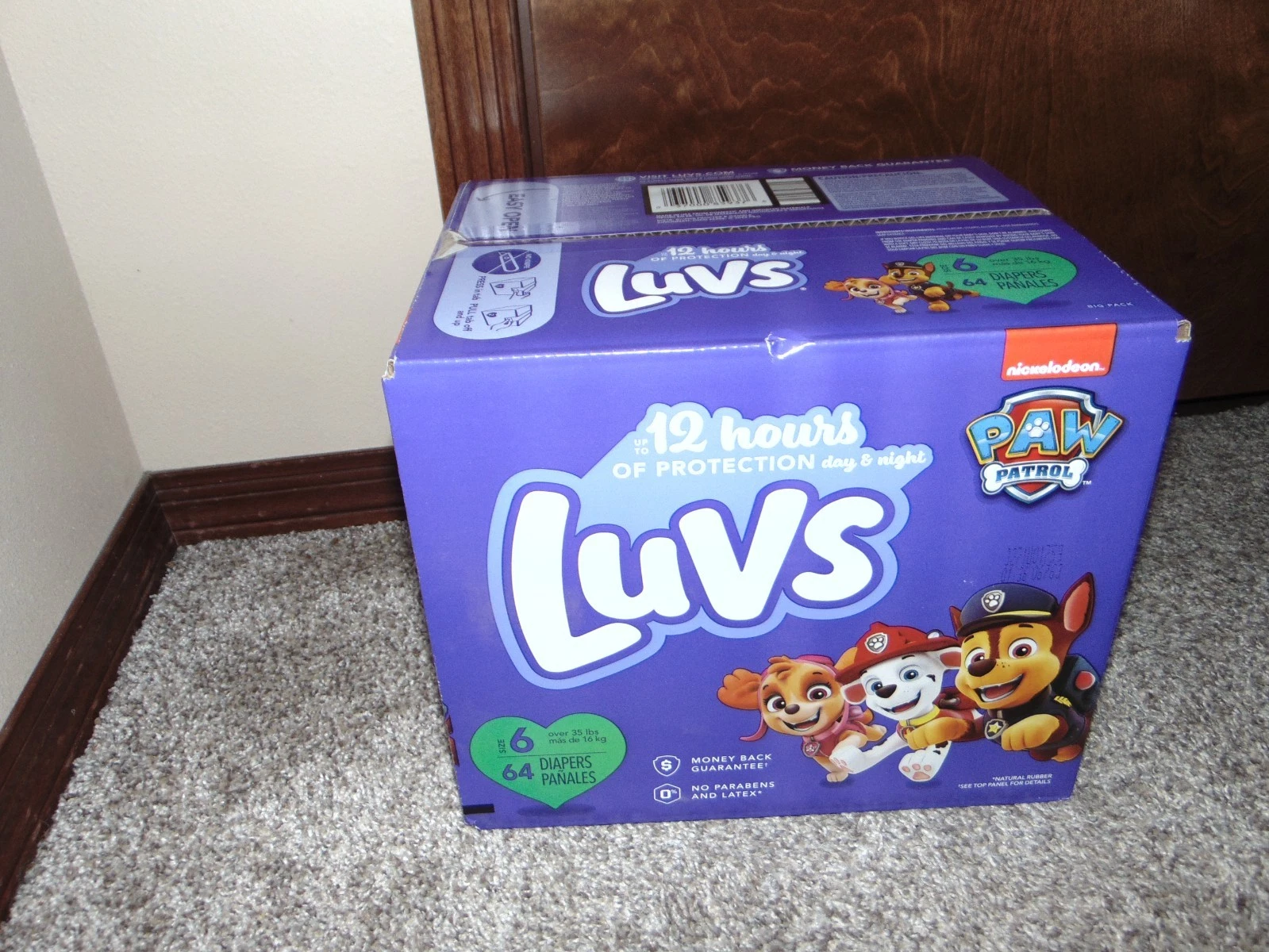 2023 Vintage Luvs Size 6 Diapers W Nickelodeon Paw Patrol Dogs 64 Count Box Pack