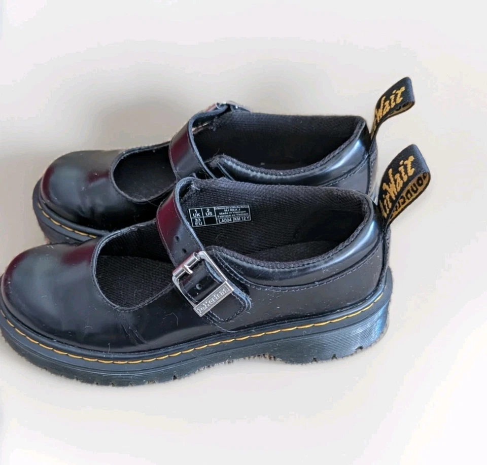 Dr. Martens MJ Bex Zapatos Cuero Negro Mary Jane Vestido Botas Niñas Talla 2 EE. UU. Foto 4 de 4