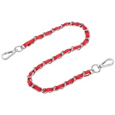 24" Purse Strap with Buckle for Shoulder and Cross Body Red Silver