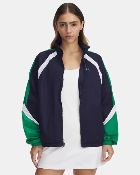Under Armour UA Icon Crinkle Track Jacket 60000278 410 Women's Size Small NEW