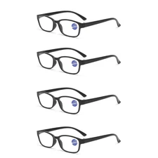 4PK Rectangle Reading Glasses Blue Light Blocking Full Rim Men Women Glasses