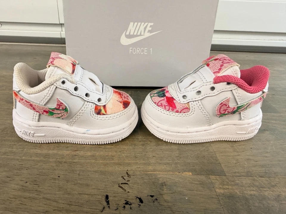 Toddler Nike Air Force 1 EasyOn Shoes Designer Custom FN0236 111 - Size 2C - Image 4 of 4