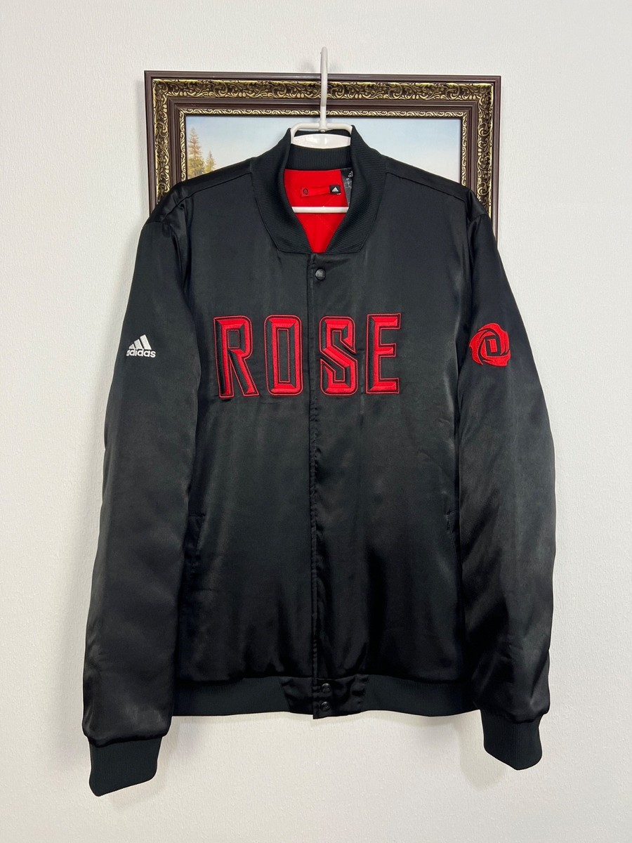 Adidas Chicago Bulls Derrick Rose Black Satin Bomber Jacket NBA