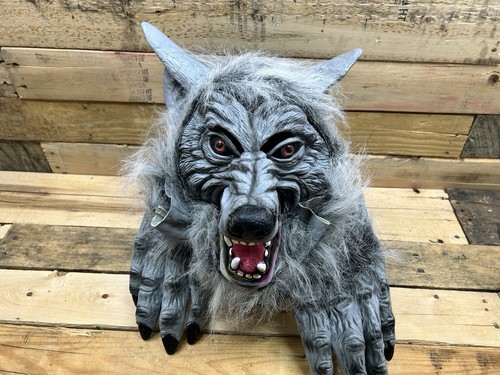 Spirit Grey Wolf Mask Hands Claws Paws Halloween Costume Brand New Cosplay Props - Picture 3 of 3