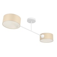 Deckenleuchte Wohnzimmer Stoff Weiß Hellbeige E27 L:80 Cm Deckenlampe Flur BüRo
