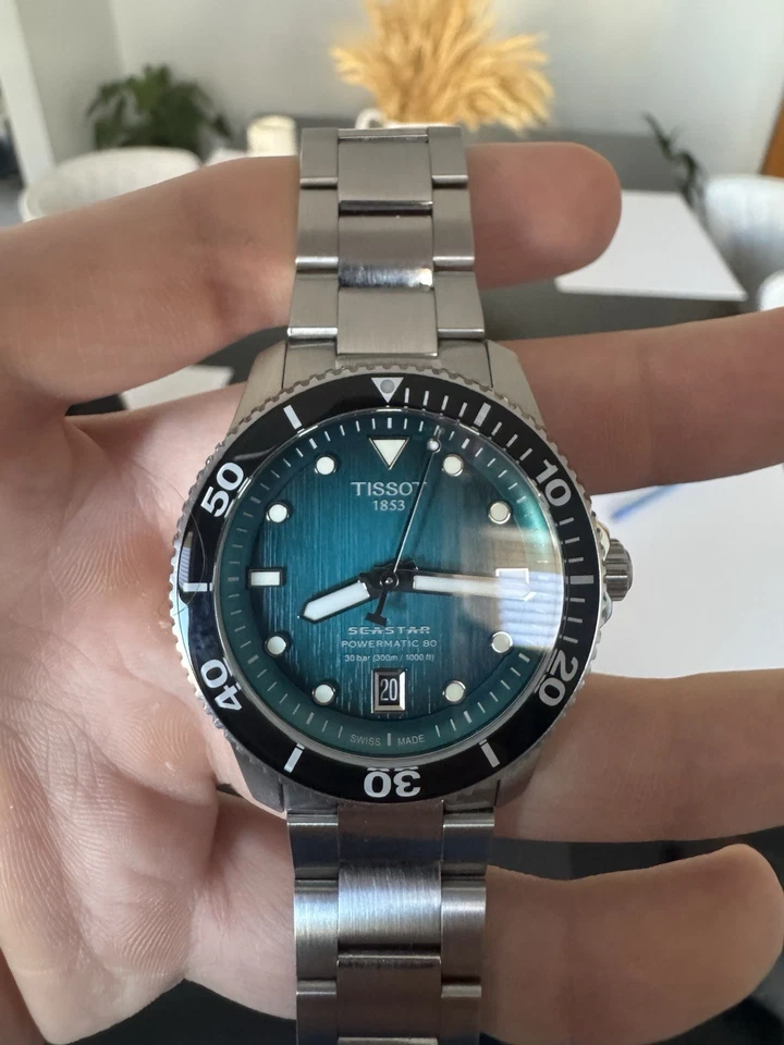 Reloj Tissot Seastar 1000 Powermatic 80 para hombre esfera turquesa 40 mm T120807 Foto 3 de 4